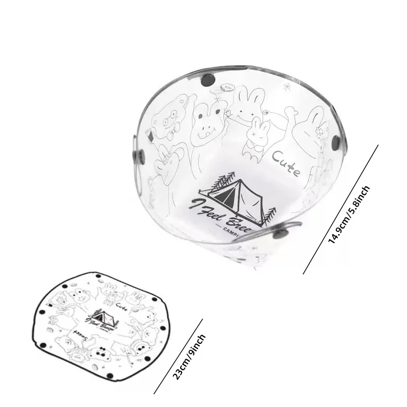 3개 접이식 그릇 컵 및 접시 세트, 식품 안전 PP 소재, 캠핑, 여행, 피크닉용 휴대용 식기류. 야외 활동 필수품