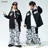 Boys Hip Hop Cool Jacket Patchwork Cargo Pants Girls Shirt teen Street Dance Clothes Sets Kids Streetwear Children Jazz Costumes 3