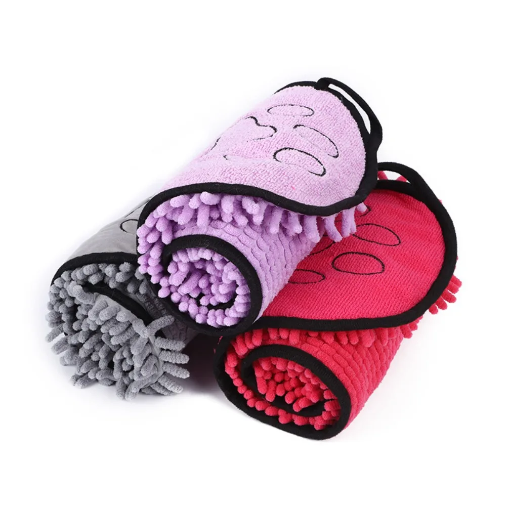 New Quick-Drying Cat Bath Towel Lightweight Comfortable Pet Microfiber Bath Towels Chenille Cleaning Soft Glove Style