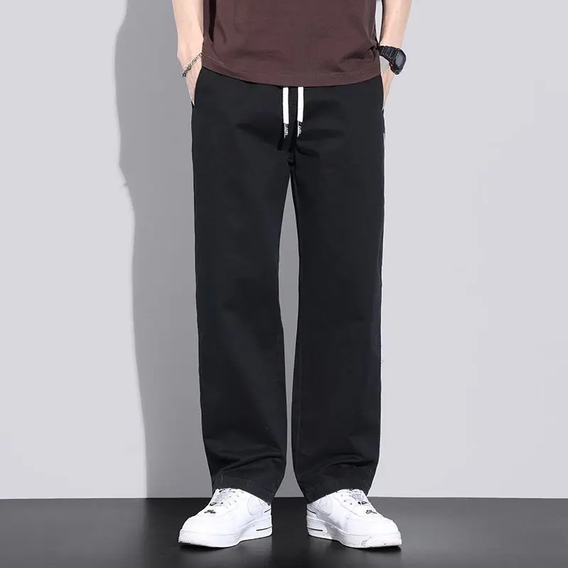 Spring Autumn Elegant Fashion Harajuku Slim Fit Ropa Hombre Loose All Match Casual Pants Solid Pockets Sport Straight Leg Pants