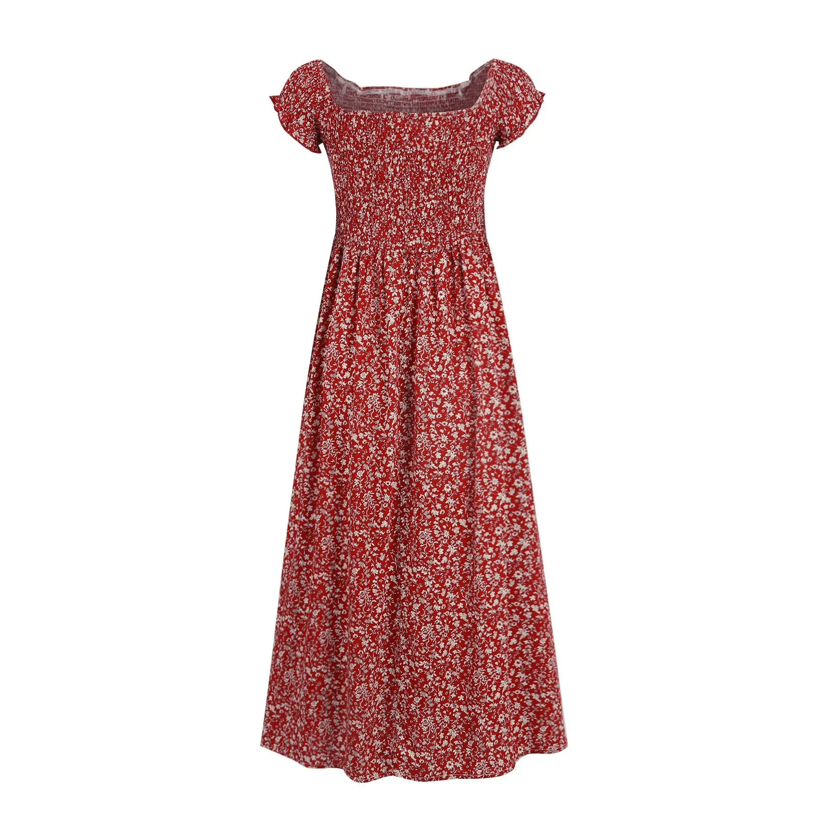 

Women'S Summer Casual Sexy Short Sleeve One Shoulder Small Floral Print Slit Dress Elegant Dresses For Women Summer Dresses