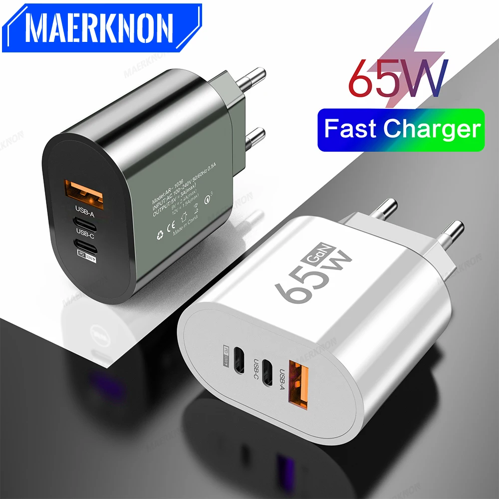 

65W PD USB C Charger Quick Charge 3.0 Type C Fast Charging Adapter For iPhone 15 Pro Xiaomi Samsung Portable Wall Phone Charger