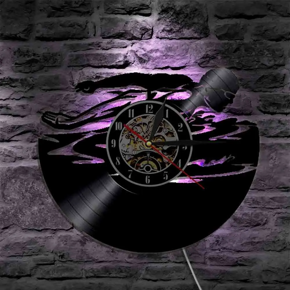Orologio Da Record In Vinile Orologio Da Parete Sportivo Da Nuoto Idea Regalo Swimmer Swim Open Water Pool Wall Art Pool Diver Swim Coach Gif