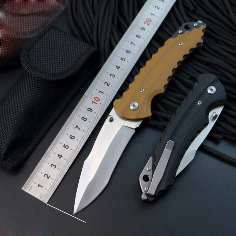 

High Quality Folding Knife Survival Knife 440C Steel Blade Brown / Black G10 Handle Outdoor EDC Tools