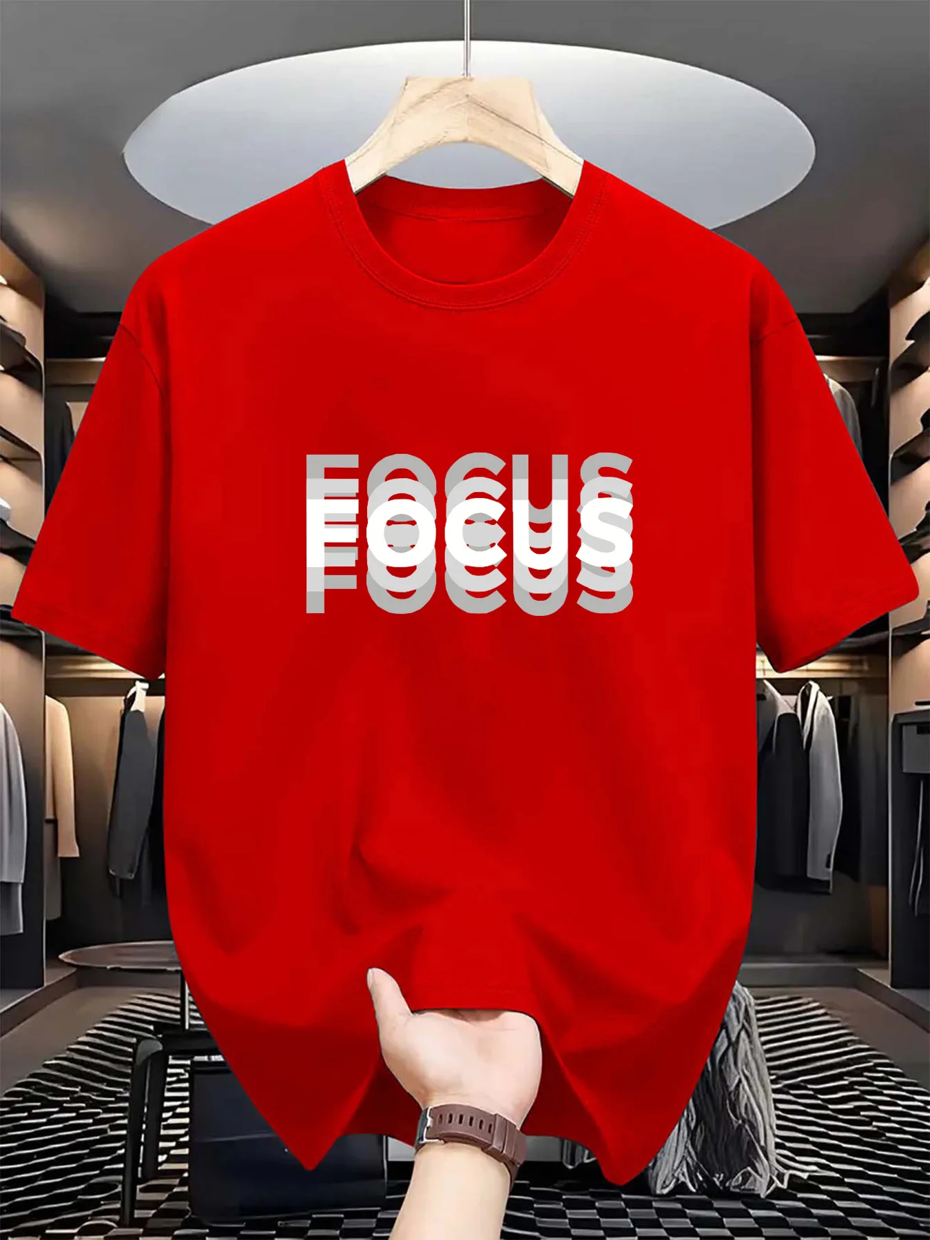 تي شيرت رجالي صيفي 100 قطن عصري كاجوال فضفاض مقاس...