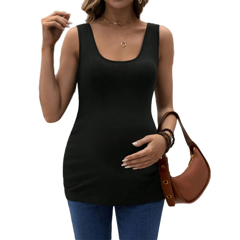 Maternity Tank Tops Maternity Tank Top Summer Pregnant Singlet Solid Color Maternity Vest Sleeveless Tshirt Camisole Women Pregnant Clothes