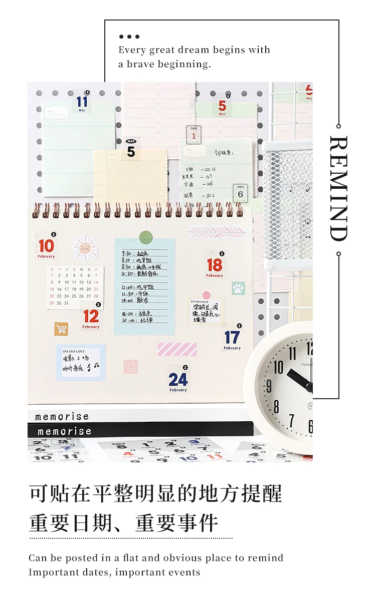 12 Sheets 365 day Date Stickers Planner Stick Labels Adhesive Diy Scrapbooking Stationery Agenda Diary Album journal supplies