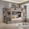 Bunk bed kids with Drawer storage loft double bed Climbing stairs full frames Queen Wooden literas de 2 camas bedroom furniture 3