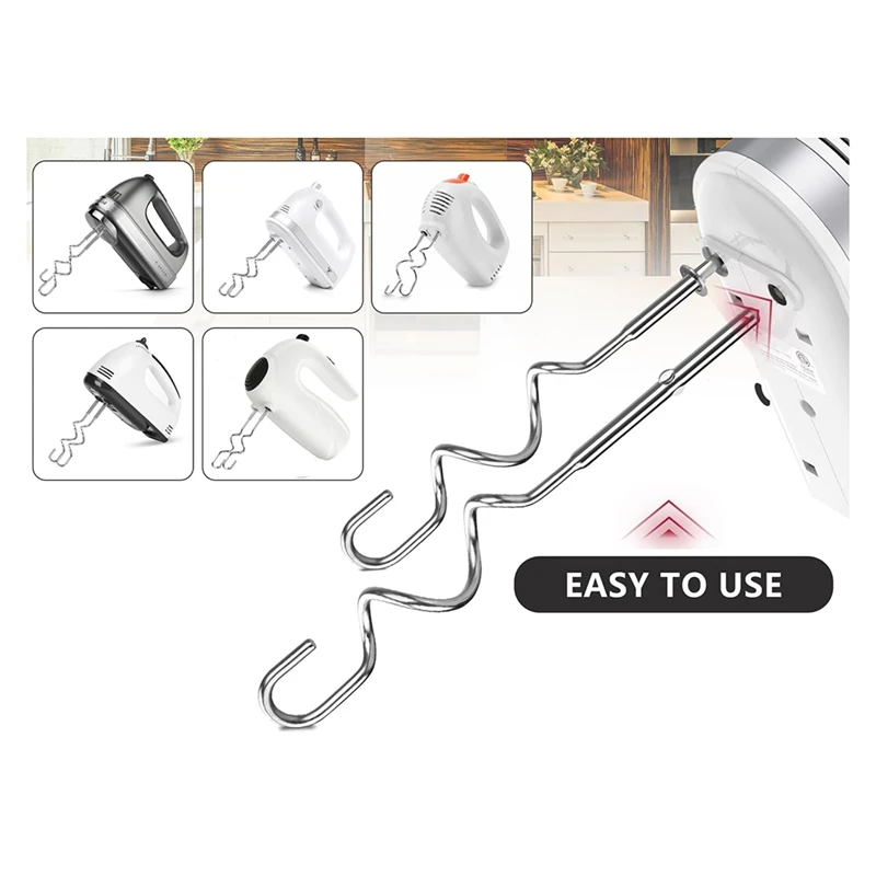 Dough Hook for Hand Mixer Replacement for Kitchenaid Hand Mixer Dough Hooks KHM512 Stainless Steel Hooks