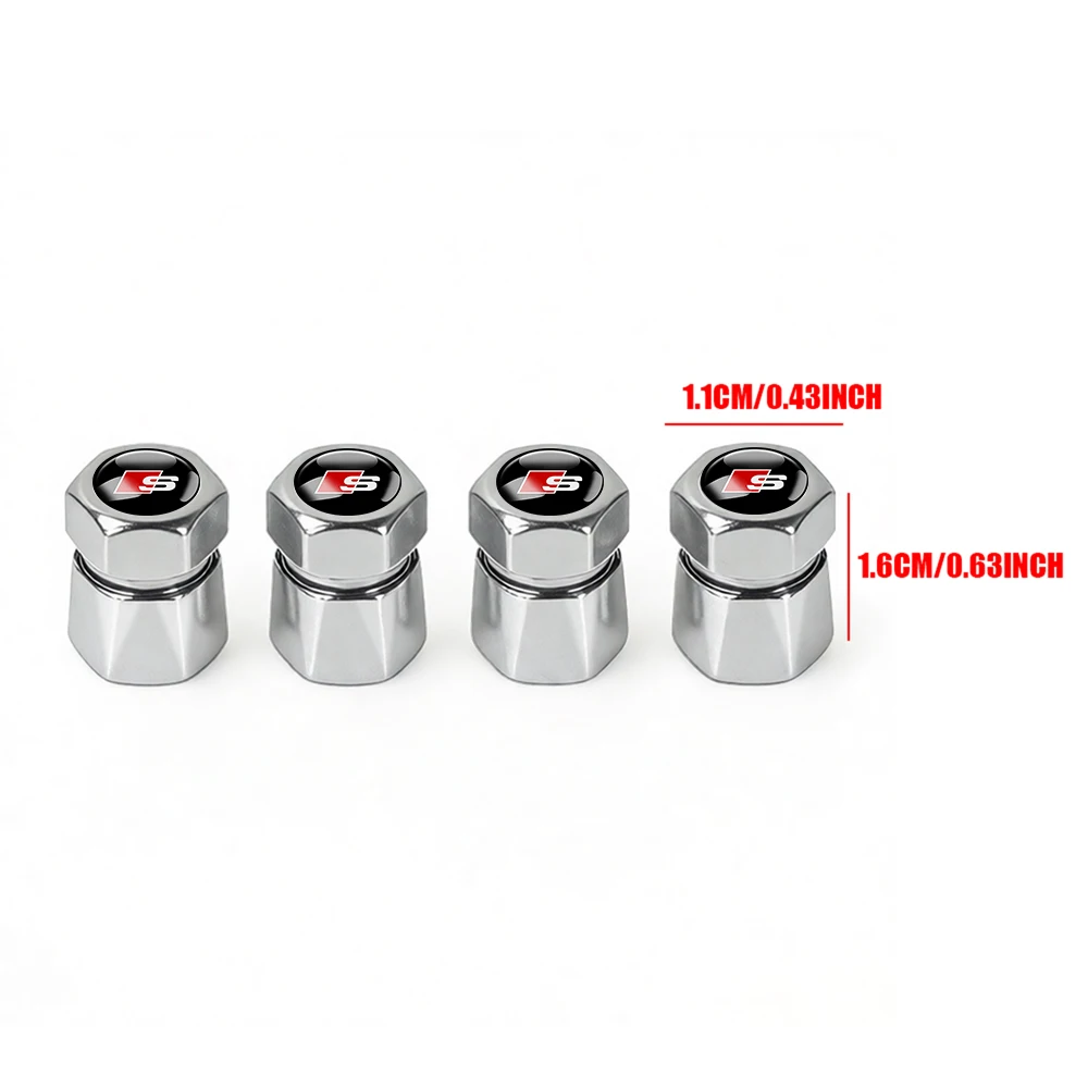 Set of 4 Premium Aluminum Tire Valve Caps with Diamond Design - Waterproof and Dustproof Auto Accessories