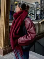 Зимний шарф для женщин, кашемировое теплое однотонное одеяло из пашмины, женское толстое мягкое шаль Bufanda с большими кисточками, длинное пончо Echarpe — изображение 6