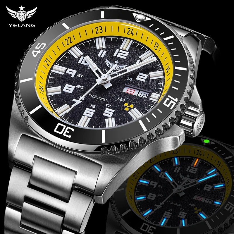 Yelang Luxury Men Watches 44mm Diver Retro Water Ghost 8205 Automatic Mechanical Sapphire Vintage Watch Waterproof 30BR steeldive diver watch 1934 turquoise dial retro water ghost luxury sapphire nh35 men automatic mechanical watches 20bar luminous