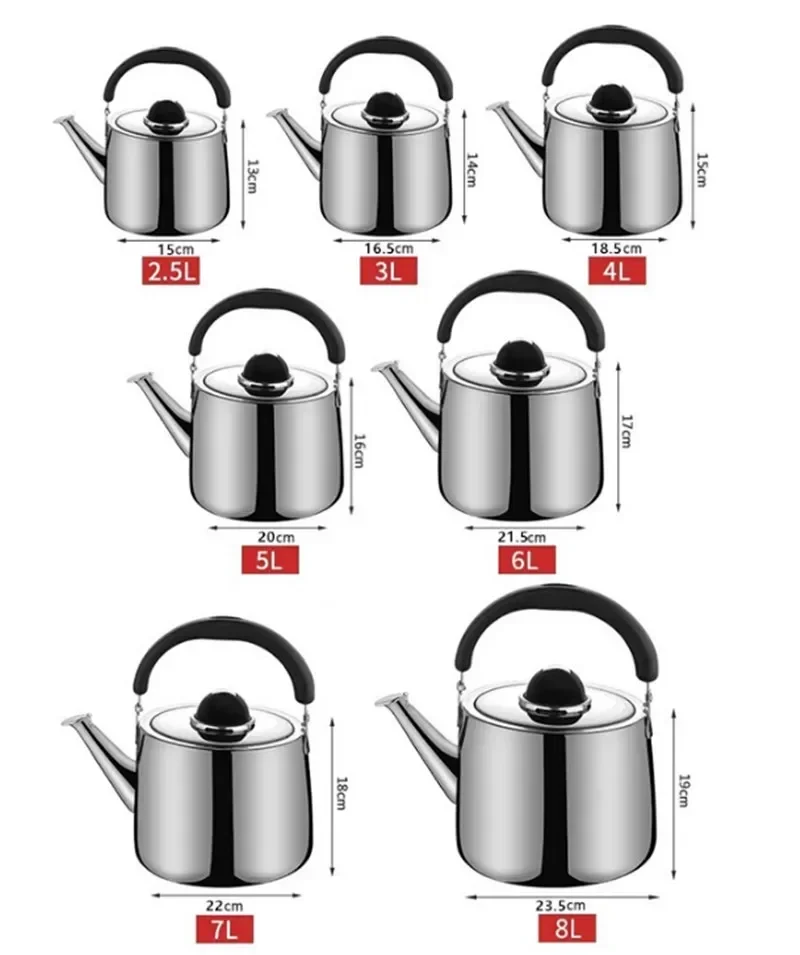 304 stainless steel sound kettle gas teapot large capacity Milk hot water bottle Outdoor Camping Whistling Kitchen tea kettle Water bottle whistling teapot