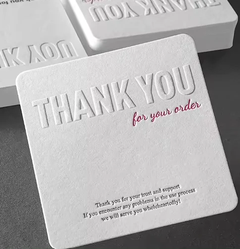 

Custom blind embossed logo pattern design for your own logo, white embossed paper card, cotton paper business card