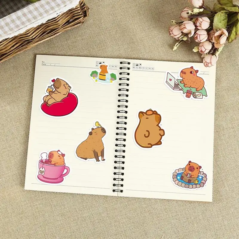 50pcs Cute Cartoon Capybara Animal Stickers Kids Gift Waterproof Graffiti Decals for Laptop Luggage Phone Notebook Bicycle
