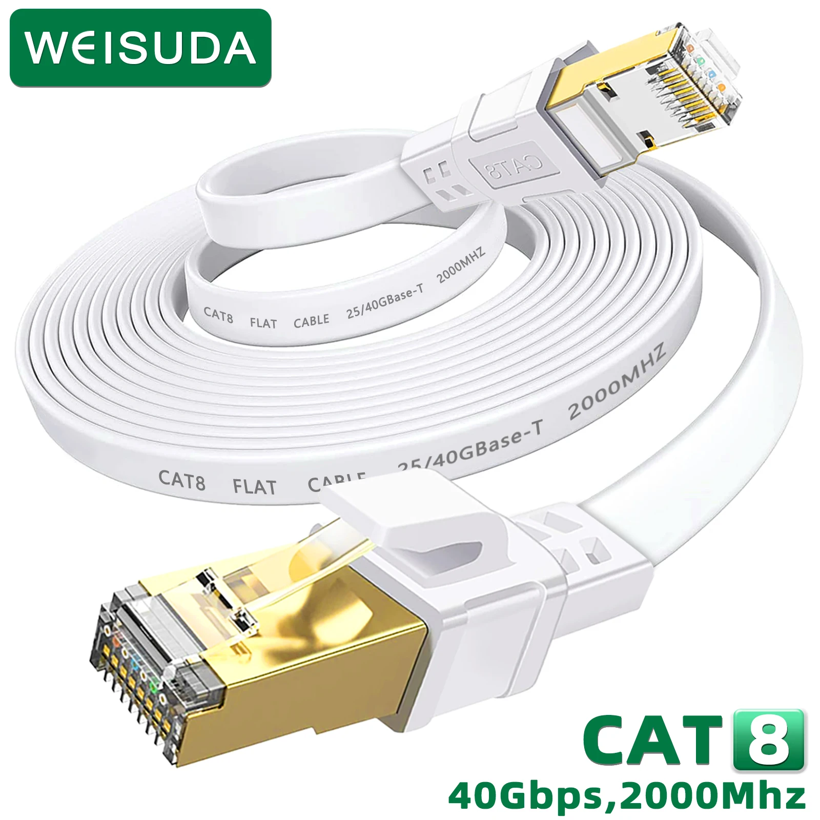 ULTRICS Cat 8 Ethernet-kabel, 10 m, 40 Gbit/s, 2000 MHz