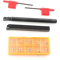 Porte outil pour tour à métaux, SCLCR 1010H06 S10K SCLCR06, avec 10 pièces CCMT 21.51 Inserts en carbure l'indexable 