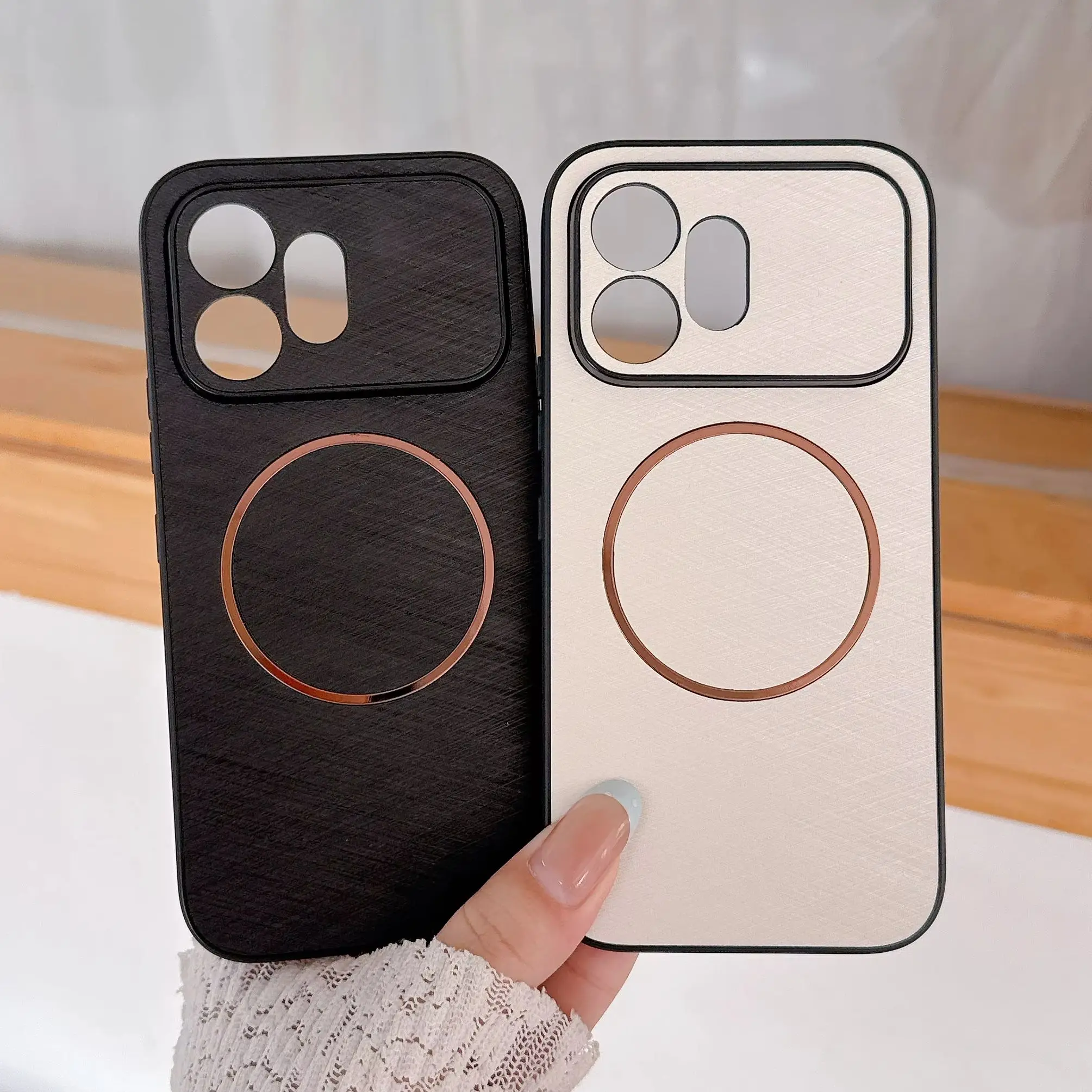 Silk Pattern Magnetic Wireless Charging Protective Back Cover Case