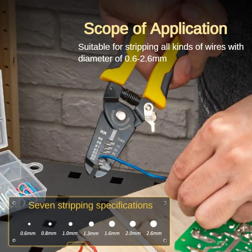 Deli Stripping crimping pliers Multifunctional stripper 175mm electrician Home network cable stripping crimping tool pliers