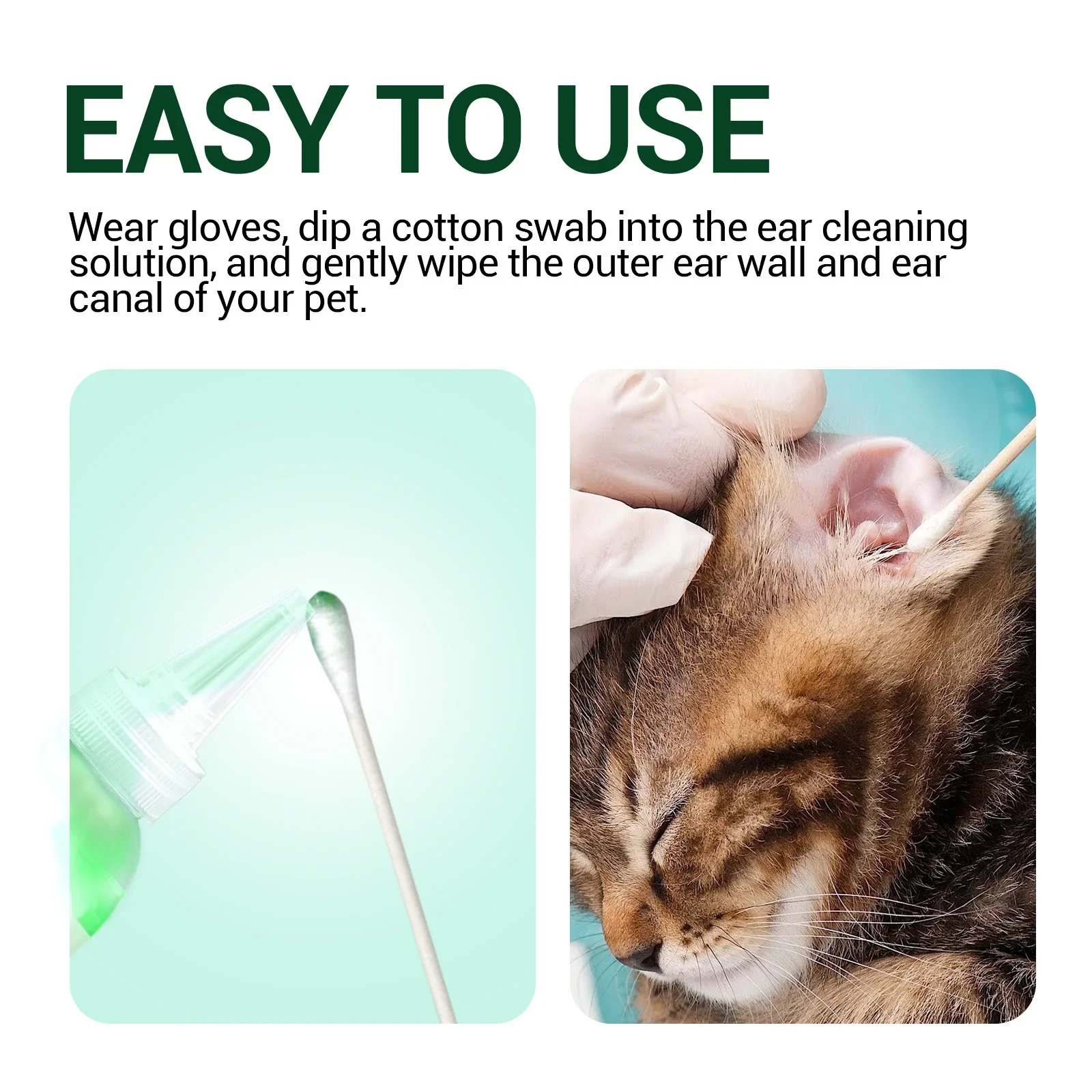 Yegbong Pet Ear Cleansing Liquid, Universal Ear Cleansing for Cats and Dogs, Mite Removal Earwax Pet Drops