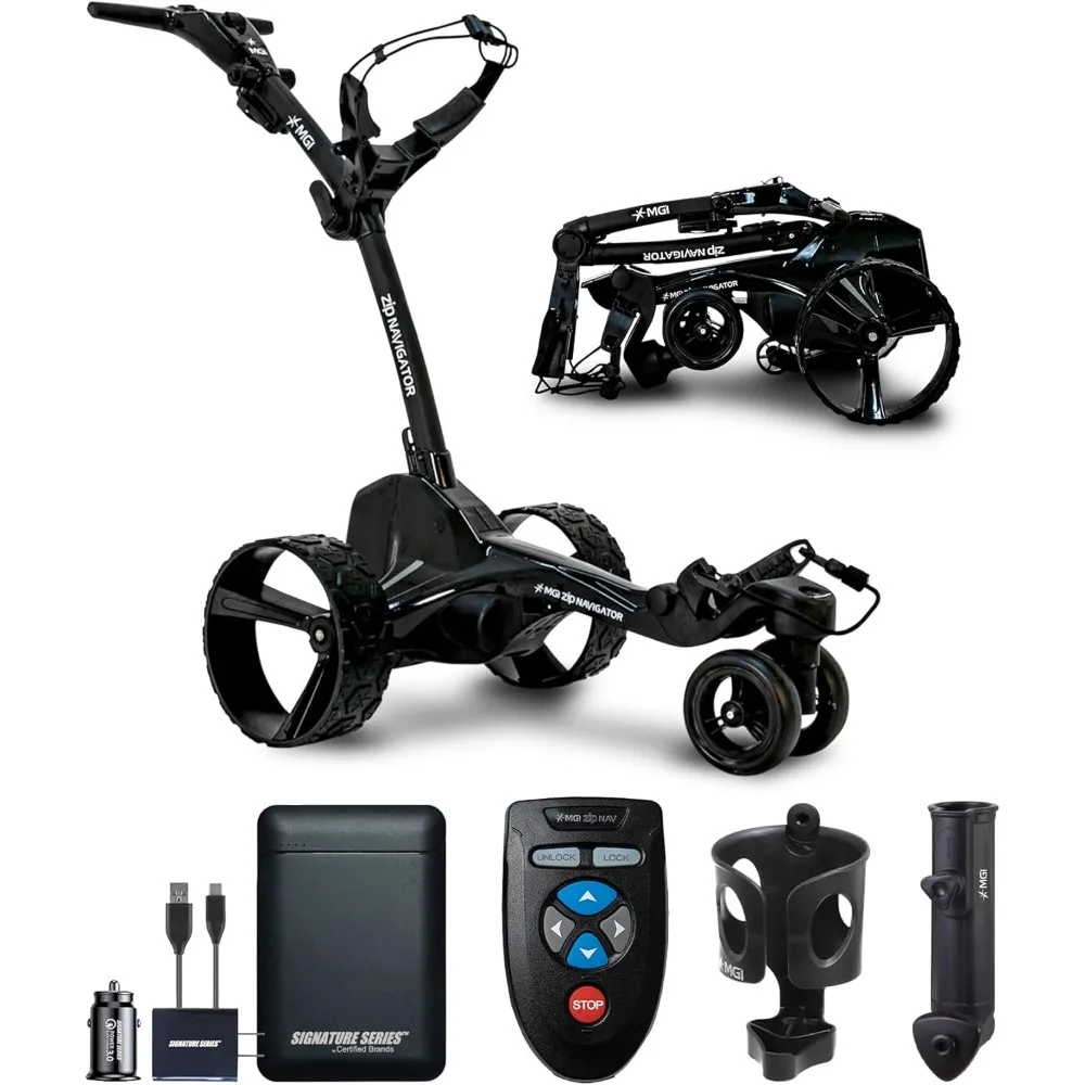 Zip Navigator Remote Controlled Electric Motorized Golf Caddie Push Cart Includes Umbrella and Drink Holders