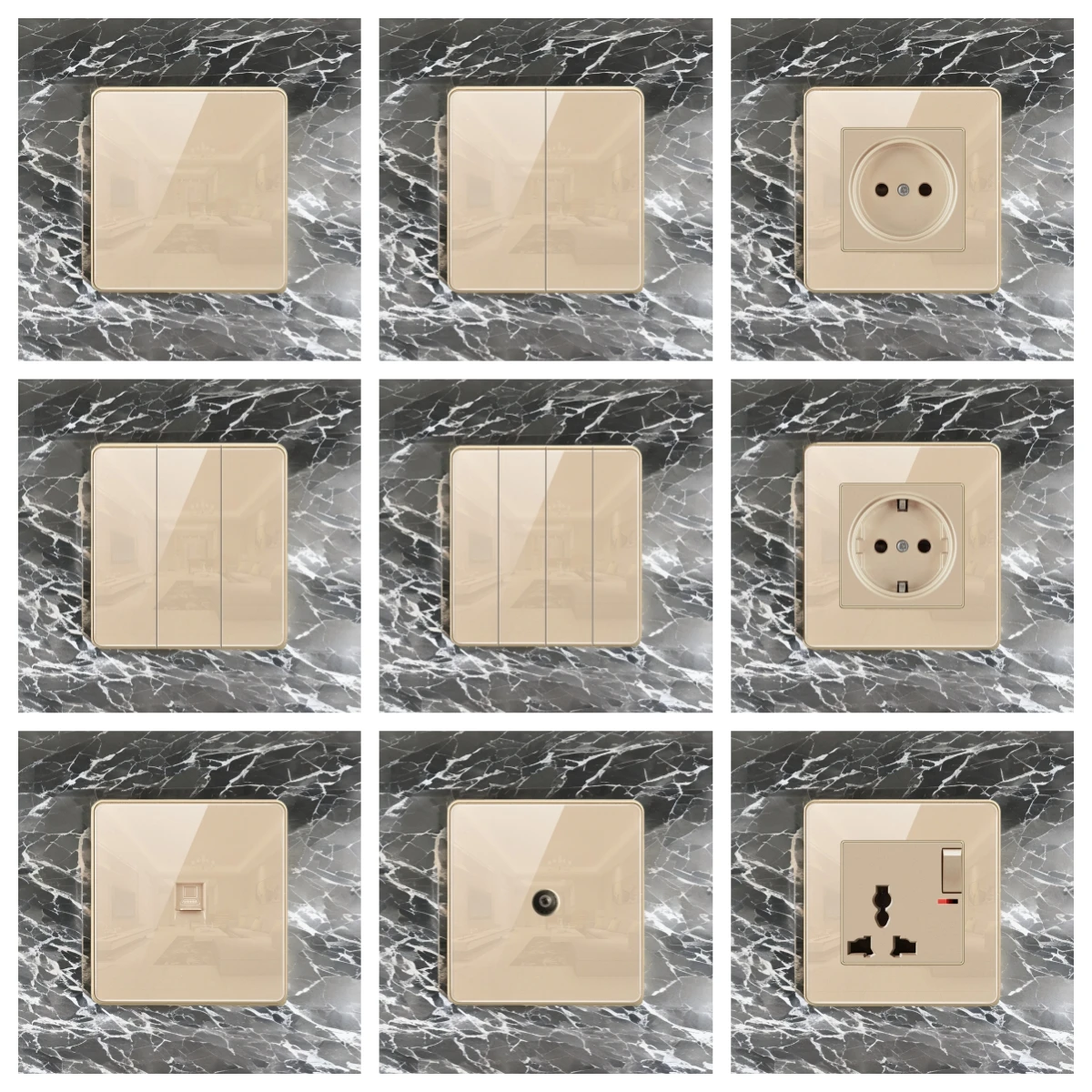 Tomada de Parede Elétrica Usb com Vidro Temperado Painel de Cristal Tomada Elétrica Home Improvement ue Reino Unido fr Rússia 16a