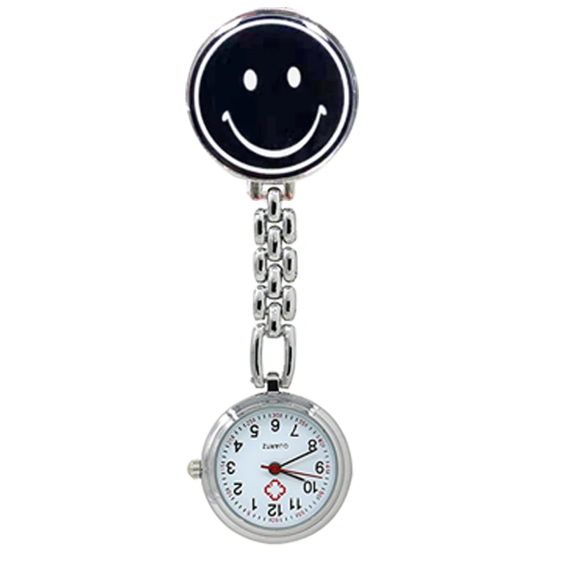 1pc Lovely Cartoon Nurse Watch Cute Smiling Clip-on Fob Brooch Pendant Hanging Quartz Pocket Adjustable Watch For Men Women