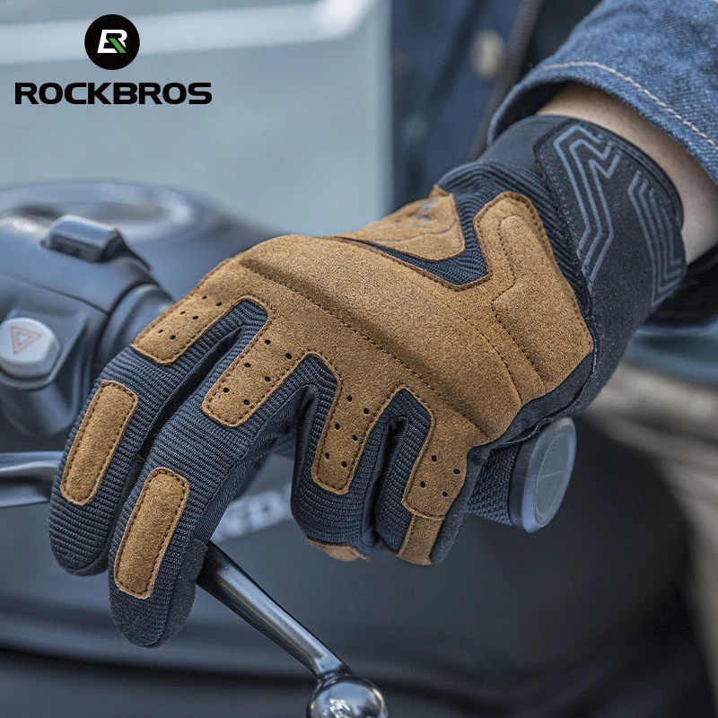 ROCKBROS Cycling Gloves Men Women Screen Touch Motorcycle Gloves Spring Autumn Shockproof MTB Full Finger Bike
