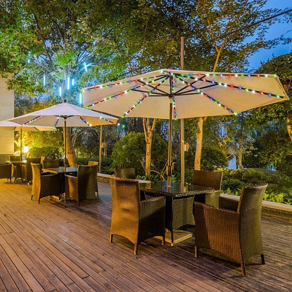 IP67 Umbrella Lights 104 LED String Lights Battery Operated 8 Mode Remote Control For Outdoor Garden Patio Umbrella Camping Tent Patio Umbrella Lights