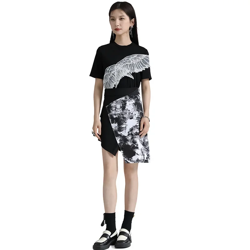 

A-line Denim Skirt Irregular Short Stitching Skirt Summer