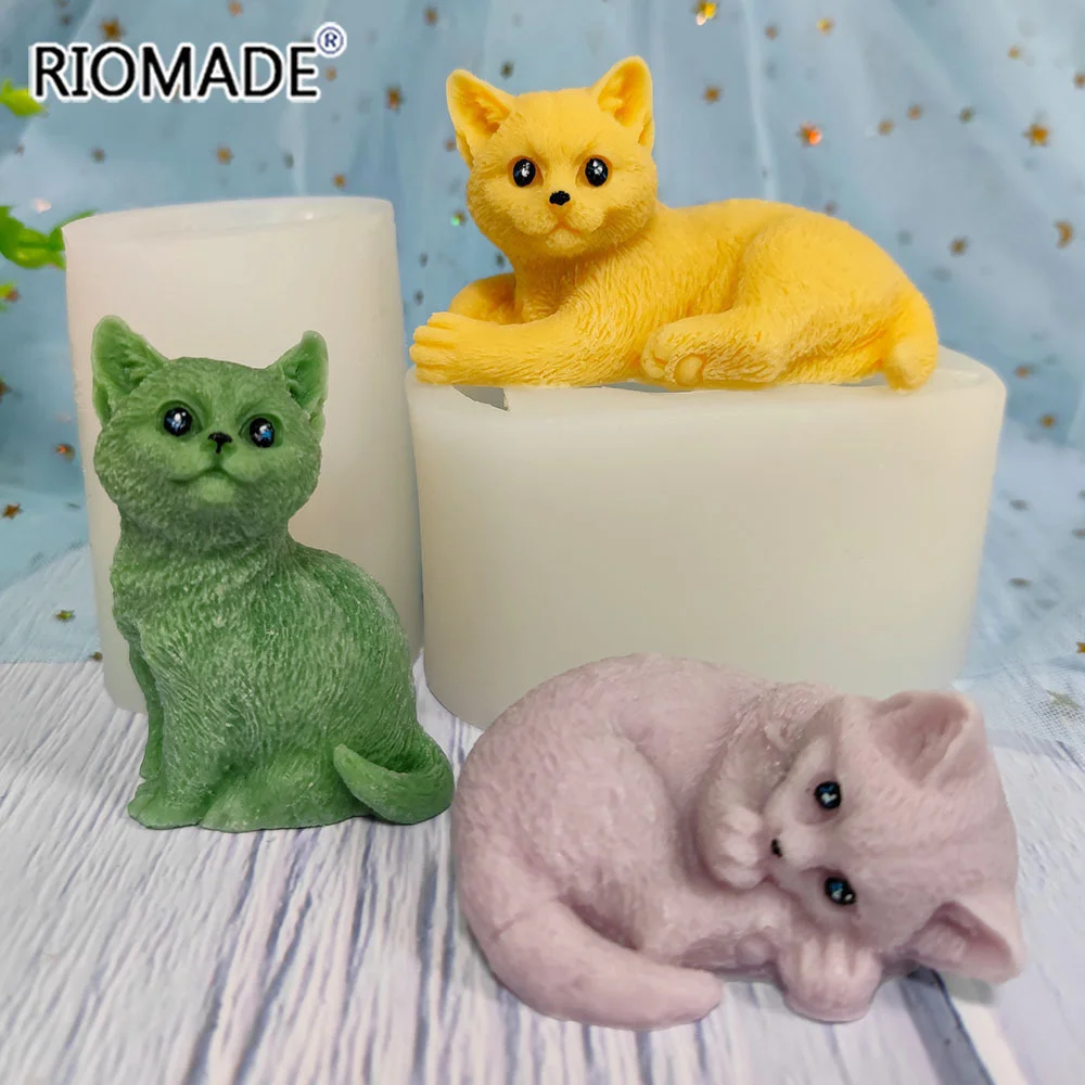 Shape Candle Mold Silicone Kitten Molds Resin Polymer Clay Wax Crayon