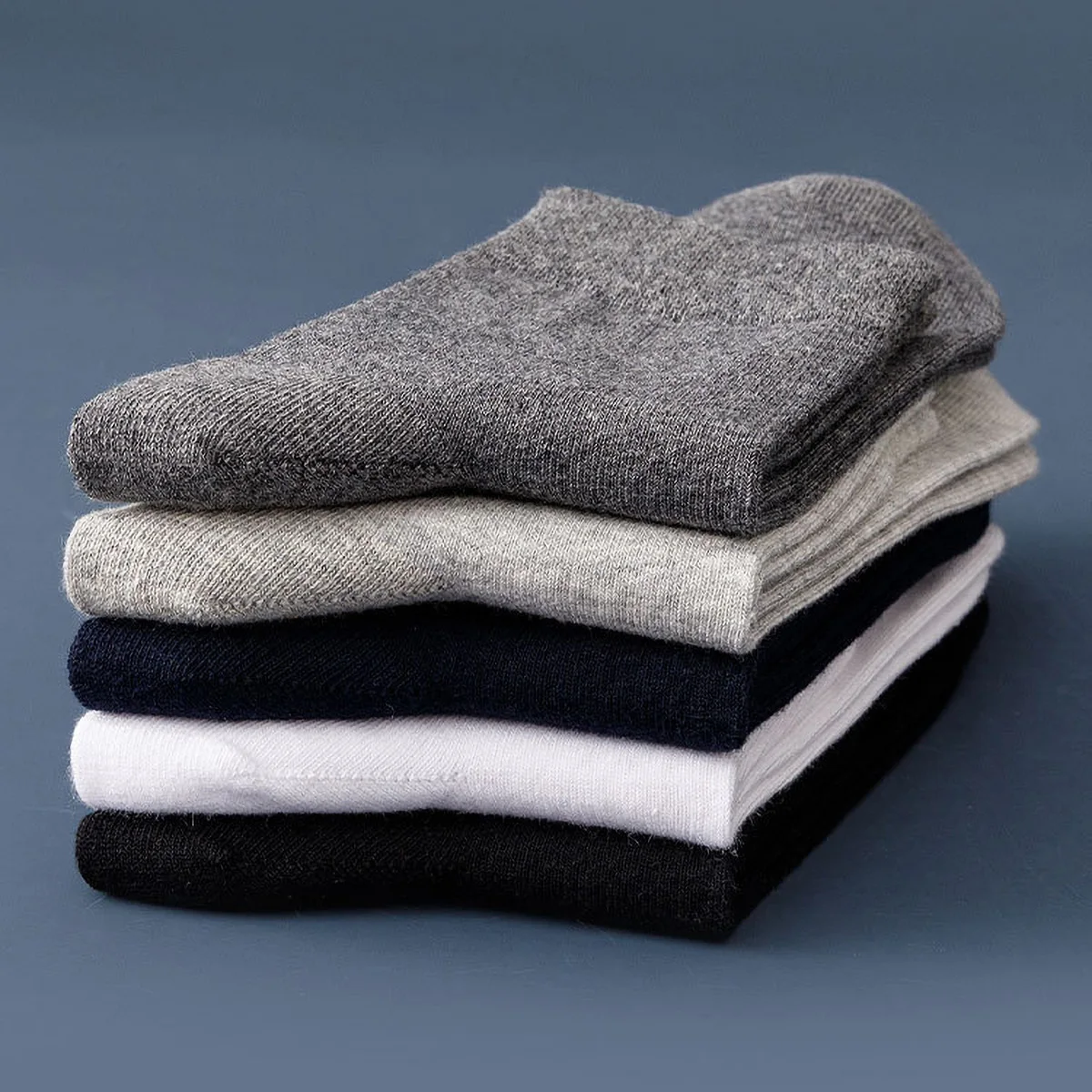 Meias Masculinas MANARC - Pack 5 Pares - Algodão Macio - Cores Variadas - Tamanho Único