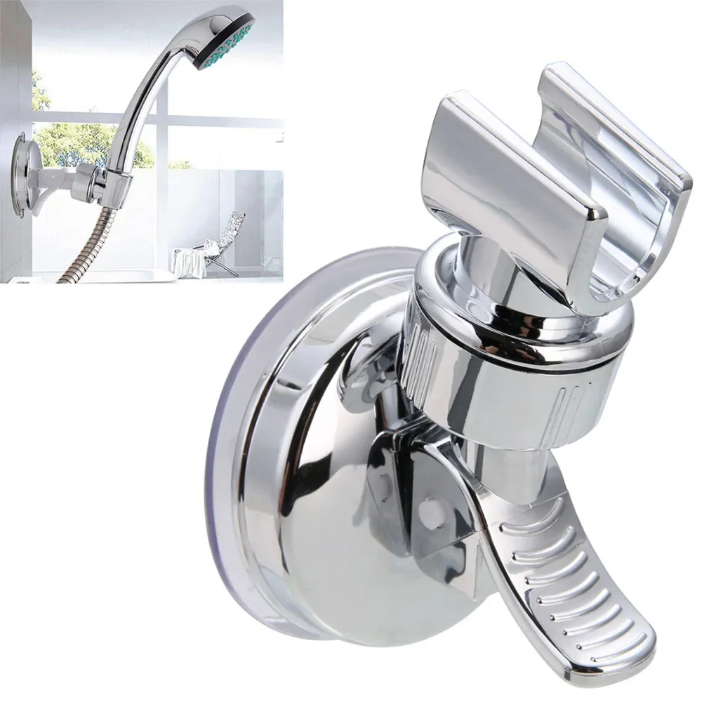 No Drill ABS Silver Bathroom Shower Head Strong Suction Cup Adjustable