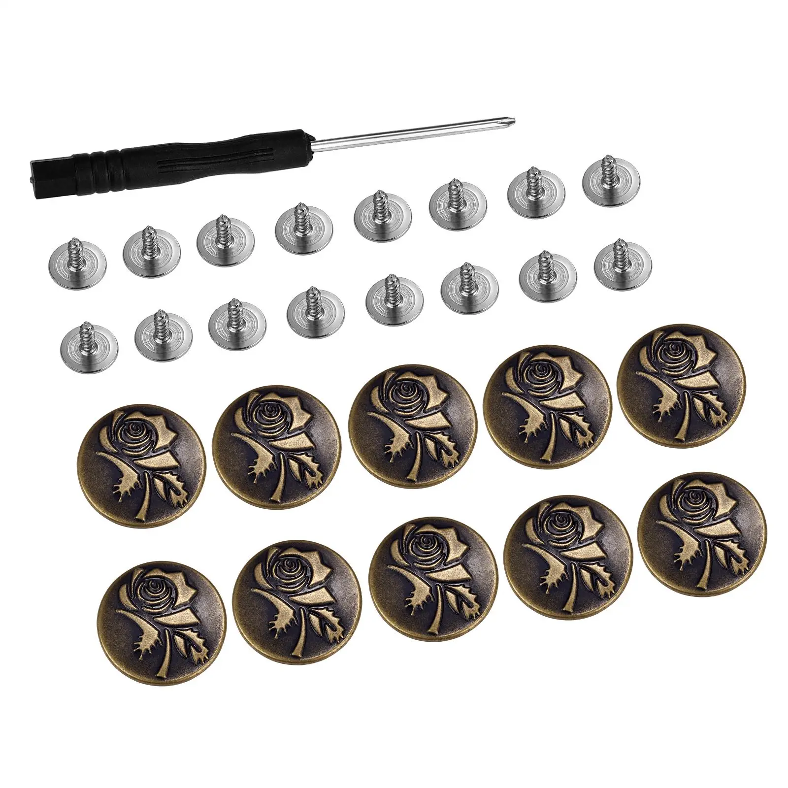 Lot De 10 Boutons De Rechange Pour Jeans De 17 Mm Avec Tournevis