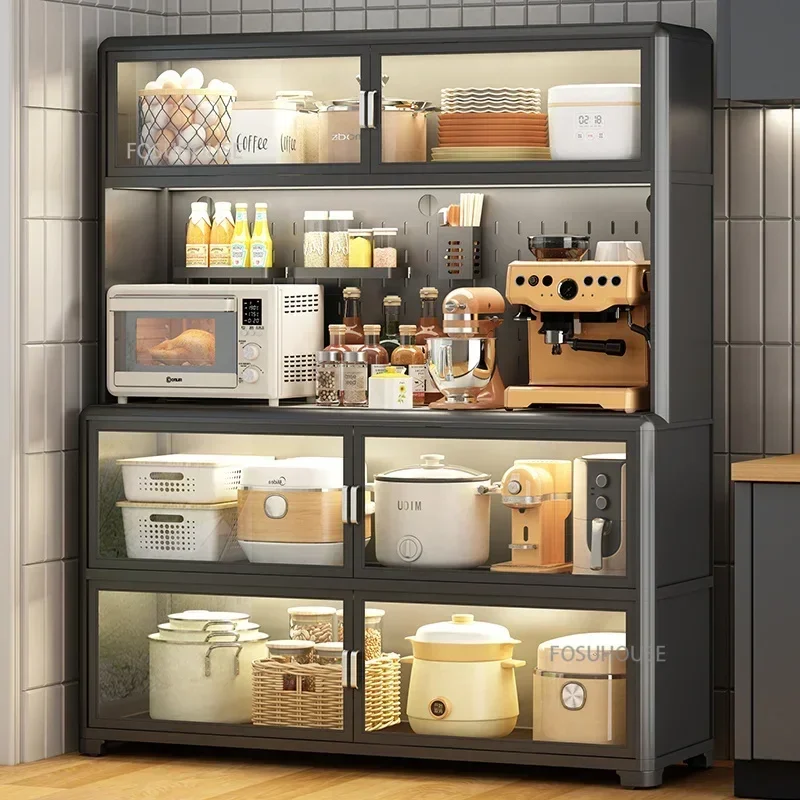 Multi-layer Microwave Ovens Pots Storage shelf Home Multi-functional Storage Cabinets Floor-standing Kitchen Cabinets Sideboard 3