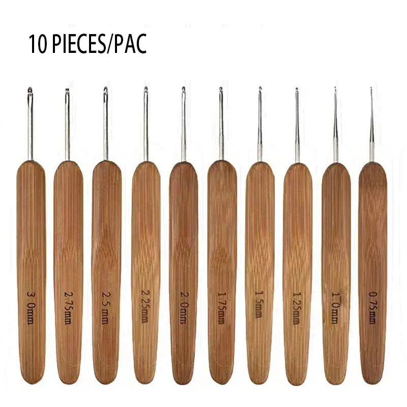헤어 브레이드용 레게머리 크로 셰 뜨개질 후크 세트, 바늘 크기, 패키지 당 10 개, 0.75mm-3mm