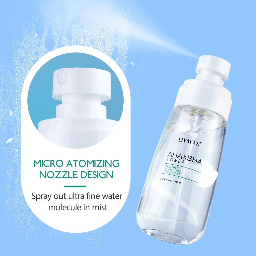 110ml AHA BHA Facial Toner Spray Acne Treatment Clarifying Soothing Skin Lightening Moisturizing Relieving Blackheads Skin Care