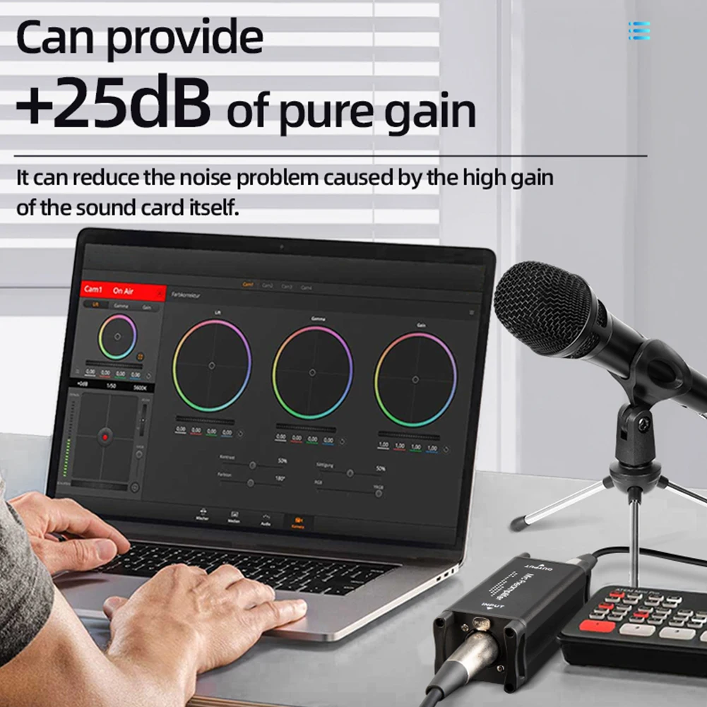 Microfone Profissional Pream Pré-amplificador Portátil Mic Ganho Puro Leve para Home Recording Livestream 20hz20khz - Image 5
