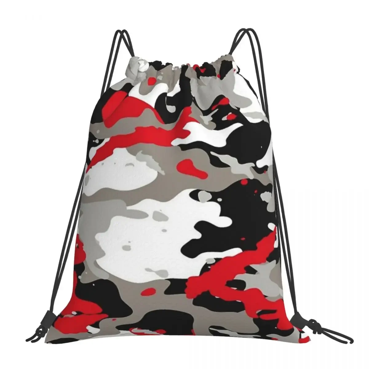 

Red And Grey Camouflage Backpacks Fashion Portable Drawstring Bags Drawstring Bundle Pocket Sports Bag BookBag For Man Woman