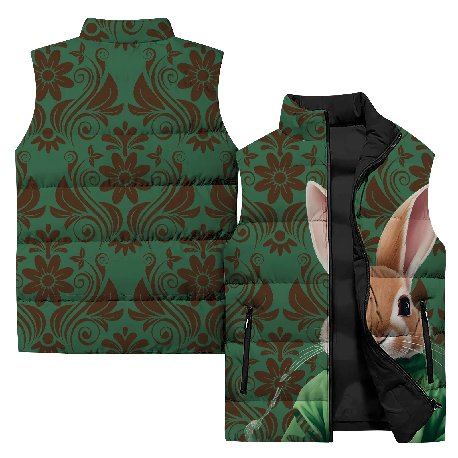 thumbnail image 1 of Chaleco frío con estampado de cuervos y gatos para hombre, tendencia de personalidad, chalecos para hombre cómodos y versátiles, chaquetas de invierno para hombre, ropa genial, 1 of 5