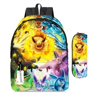 2 pz/set Anime Pikachu Pokemon Stampa Zaino Scuola Pikachu Ragazzi Ragazze Moda Laptop Zaino di Grande Capacità per I Regali 19