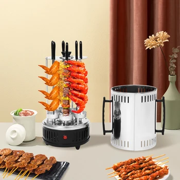 Griglia elettrica verticale da 1000 W con 6 spiedini Kebab, griglia verticale per barbecue, griglia rotonda per uso domestico, barbecue all'aperto, picnic 1