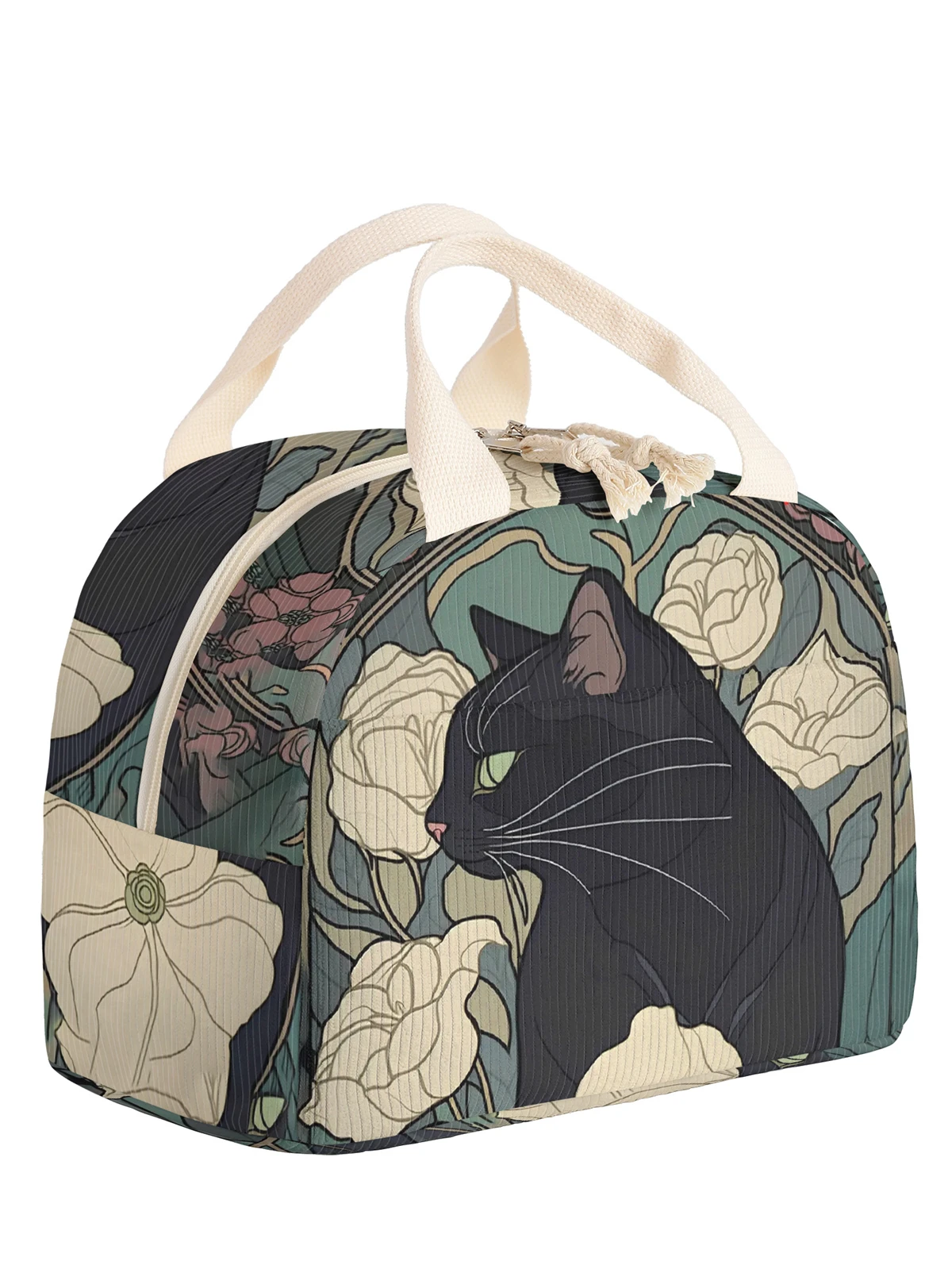 1pc- insulated lunch box bag thickened student portable lunch bag