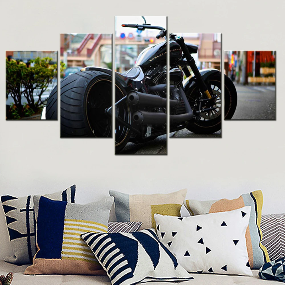

5 Pieces Canvas Bike Poster Painting Super Cool Motorcycle Wallpaper Home Decor Modern Picture Print Living Room Framework