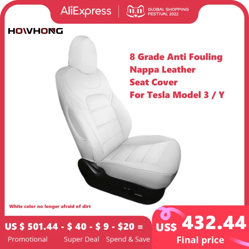 For Tesla Model 3 Y X S Seat Cover 8 Grade Anti Fouling Nappa Leather White Full Surround Solvent Free Car Interior Accessories| | - AliExpress