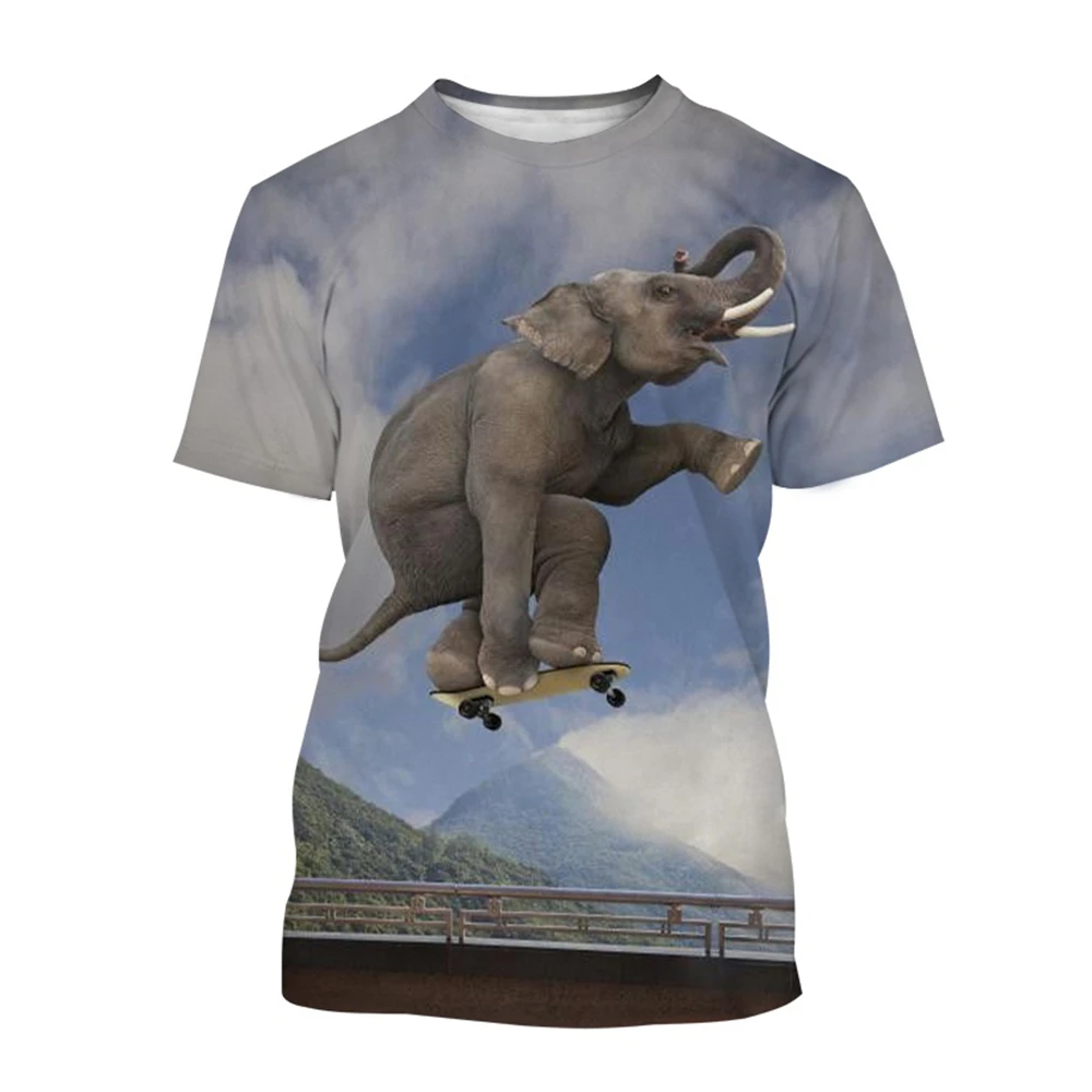 

Boys Cartoon Funny Elephant T-Shirts Animal 3D Print Streetwear Boys Fashion Children's Tee Tops Short Sleeve New Tshirt Clothes