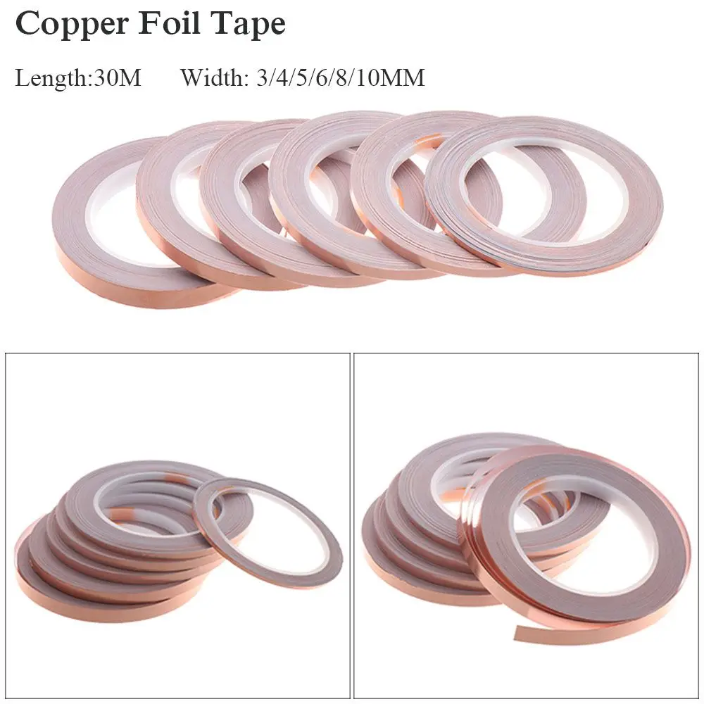

1PC Hot Protection EMI Glue Strip Adhesive Copper Foil Tape Single Side Conductive Shielding Heat Resist