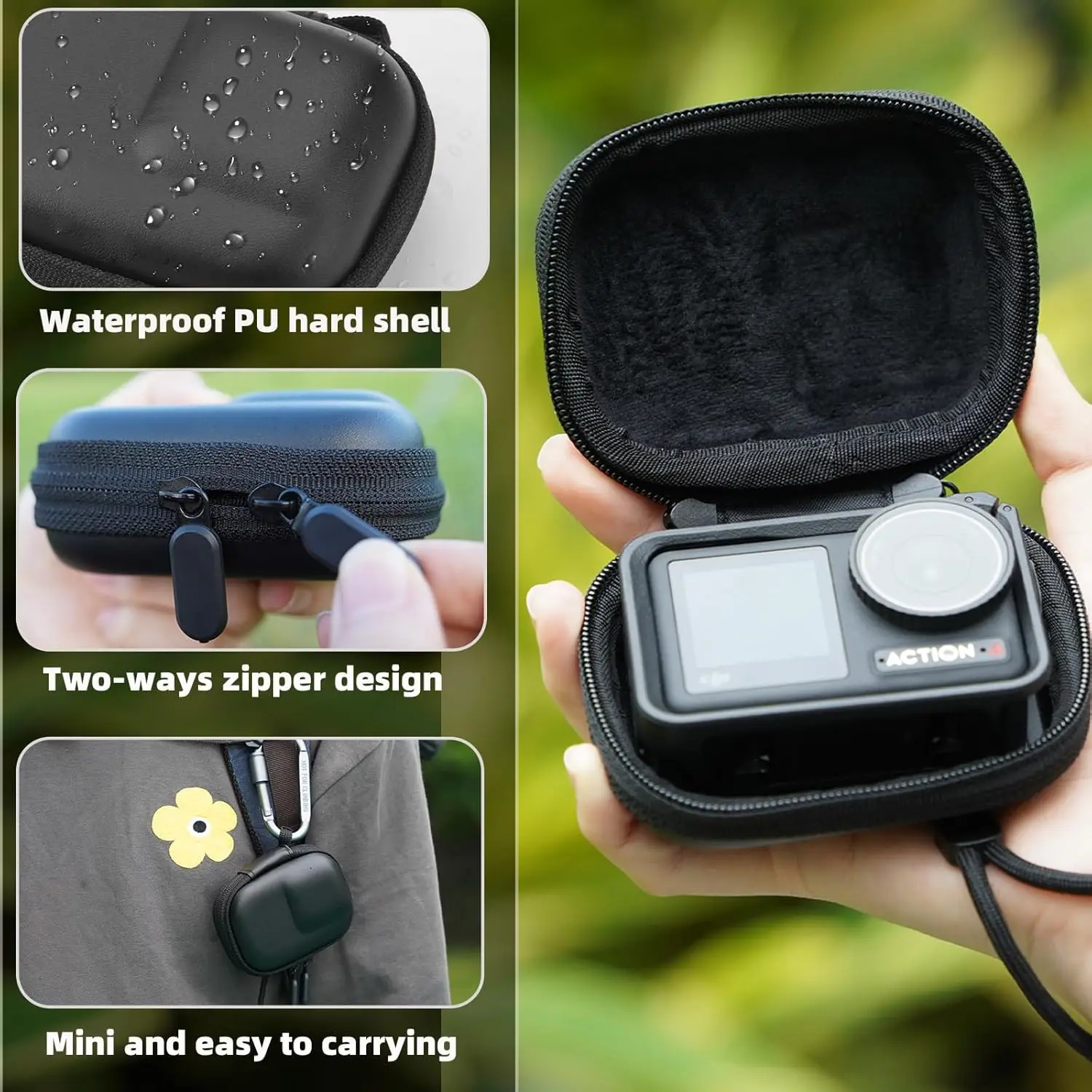 Portable Storage Bag Travel Case with Carabiner Storage Box Protective Box With Box for DJI OSMO Action 6/5 Pro/4/3 Accessories
