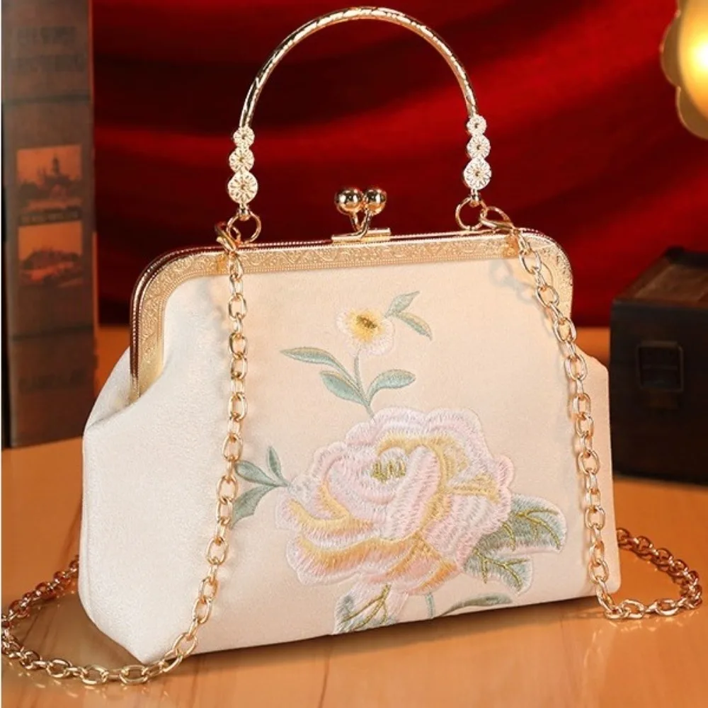 Borsa da cerimonia in stile cinese moderno - bianco e ricamo di fiori con chiusura clic clac, varie versioni con tracolla e sottobraccio in finte perle 92 S1d37b122467649ddb6b1f2d3a1df9999L