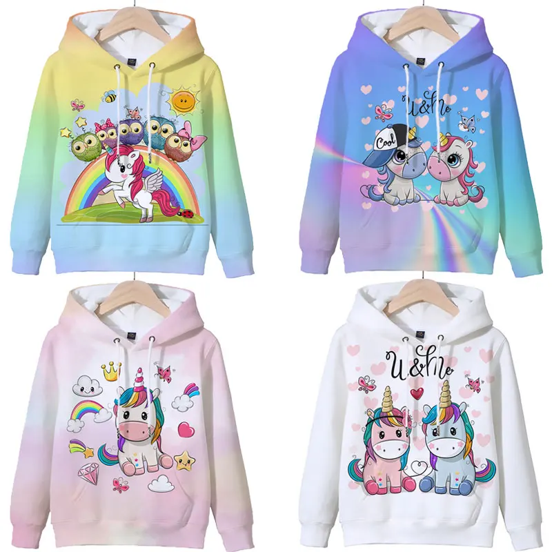 Unicorn 3d Print Hoodies For Boys Girls Cartoon Sweatshirt Tops Children Autumn Kids Clothes ...
